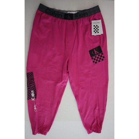 Calvin Klein NM2438510 Men's Sz L Pink/Black "CK" Logo Lounge Jogger Pants $60 - Picture 1 of 11